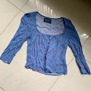 Reformation blue poppy button-down blouse